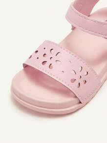 Cozy Pixies 1 双可爱幼儿女孩钩环镂空公主风格休闲时尚百搭软底平底凉鞋，夏季 - 粉色 - 查看 8