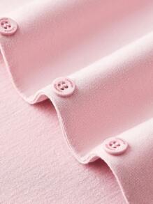 LUVLETTE Soft 100% Pure Cotton Pink Lace Trim Button-Up Top & Pants Loungewear Pajama Set Pants With Pockets Bridal Intimates Fall Pajamas Clothes,Spring And Summer - Baby Pink - View 9