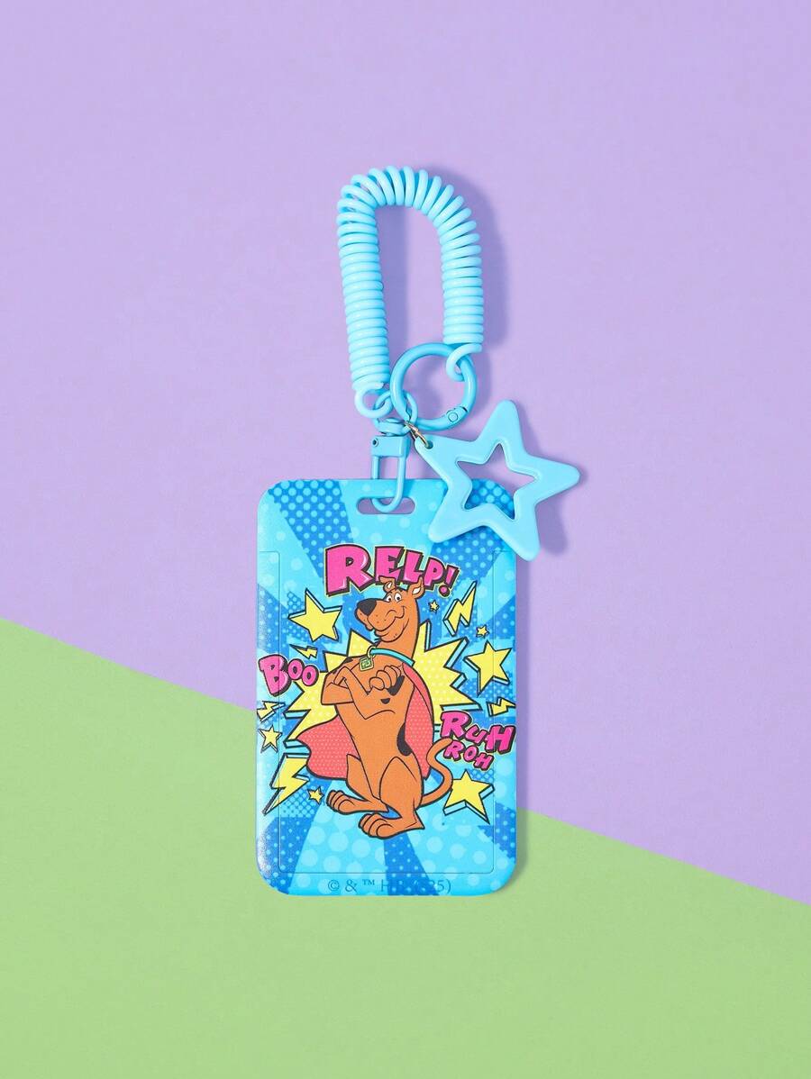 SCOOBY-DOO X SHEIN 蓝色卡通狗印花星星吊坠卡包