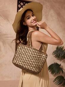 SHECARRY Women's Casual Hollow-Out Tote Bag, Versatile & Suitable For Holiday - Multicolor - View 2