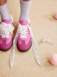 CUCCOO EASI Silver Sneakers For Women, Spring/Summer 2024 New Platform Casual Lace-Up Athletic Shoes - Hot Pink - View 6