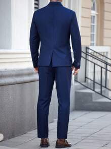 Manfinity Mode Conjunto de chaqueta y pantalones de traje para hombre, conjunto de vestir de moda para el verano