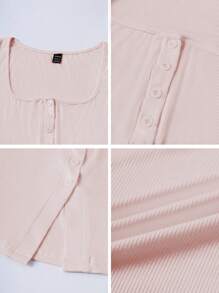Zavorell Französisches ärmelloses Trägertop mit Schlitz und Rundhalsausschnitt für Frauen, sommerliches schlankes Taille sexy Design Top - Pink - Übersicht 7