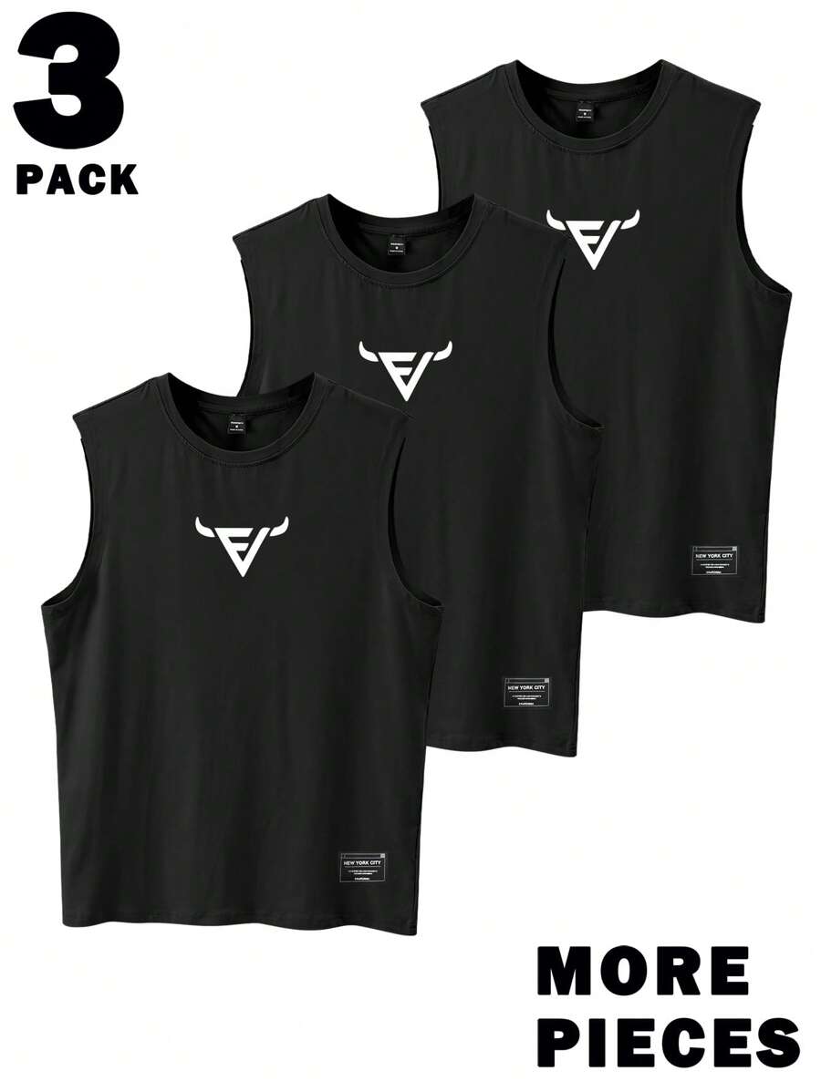 Manfinity Homme Men's Casual Versatile Wide Strap Tank Top, Summer - Black - View 1