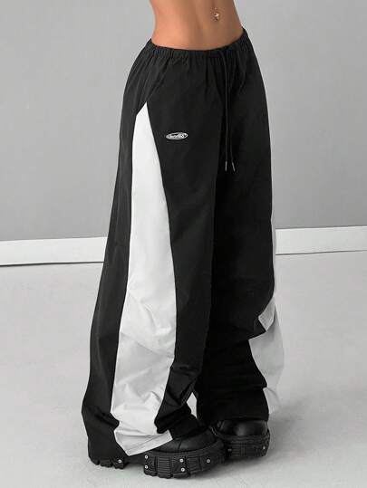 Coolane 女士春夏演唱会街头服饰外出撞色降落伞裤