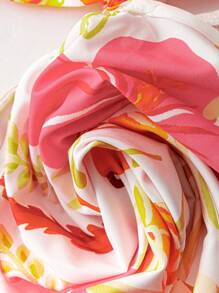 Flirla Plus Size Women Vacation Big Floral Print Slip Dress - Multicolor - View 4