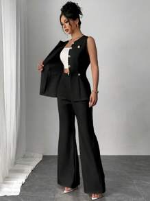 Chiquease Women Two Pieces Outfits For Daily Wear - Black - View 4