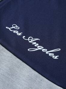 Manfinity Homme Men's Letter Print Color Block Short Sleeve Casual Commuting Polo Shirt - Multicolor - View 6