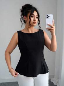 Elenzga Camisa sin mangas con espalda descubierta para mujer de talla grande, de moda para el verano
