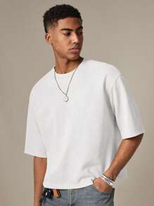 SWAVVY Men's Knit Casual And Fashionable Loose Numeric Embroidery Short Sleeve T-Shirt, Summer, School, For Fall