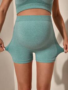 SHEIN Super High Rise Belly Support Maternity Leggings With High-Stretchy, Workout Outfit For Pregnant Women - Green - View 5