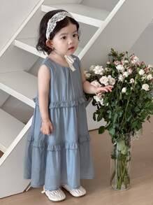 DAZY Robe d'été ample sans manches à col rond pour bébés/tout-petits filles