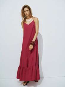 Lumivelle Sexy Red Slip Dress For Vacation - Red - View 5