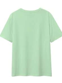 Calvaya Plus Size Casual And Comfortable Round Neck T-Shirt With Orange Citrus Design, Style, Suitable For Spring And Summer - Dark Green - View 2