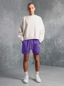 SUMWON Smwin 超舒适运动训练短裤，带松紧抽绳腰带，轻便健身跑步篮球夏季运动休闲服 - 紫丁香色 - 查看 3