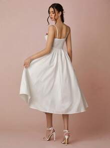 Enchnt فستان طويل أنيق للحفلات والعطلات من سترات السبعينات مزخرف بالوردة للنساء، أنيق وأنثوي مناسب للعطلات والمواعيد والعطلات والحفلات والتخرج وضيوف الزفاف، ملابس صيفية للنساء، فساتين صيفية للنساء