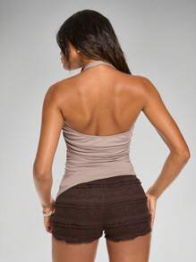 SHEIN BAE Asymmetrischer Saum einfaches Trägertop, geeignet für Musikfestivals, Straßenpartys, Wüstenmusikfestivals, Allround-Unterziehshirt, Ausgehen, Rave, Country-Konzert