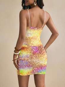 Glamance myriadwaveart Vestido mini casual, elegante y de playa para verano de mujer con patrón de degradado amarillo, apropiado para vacaciones