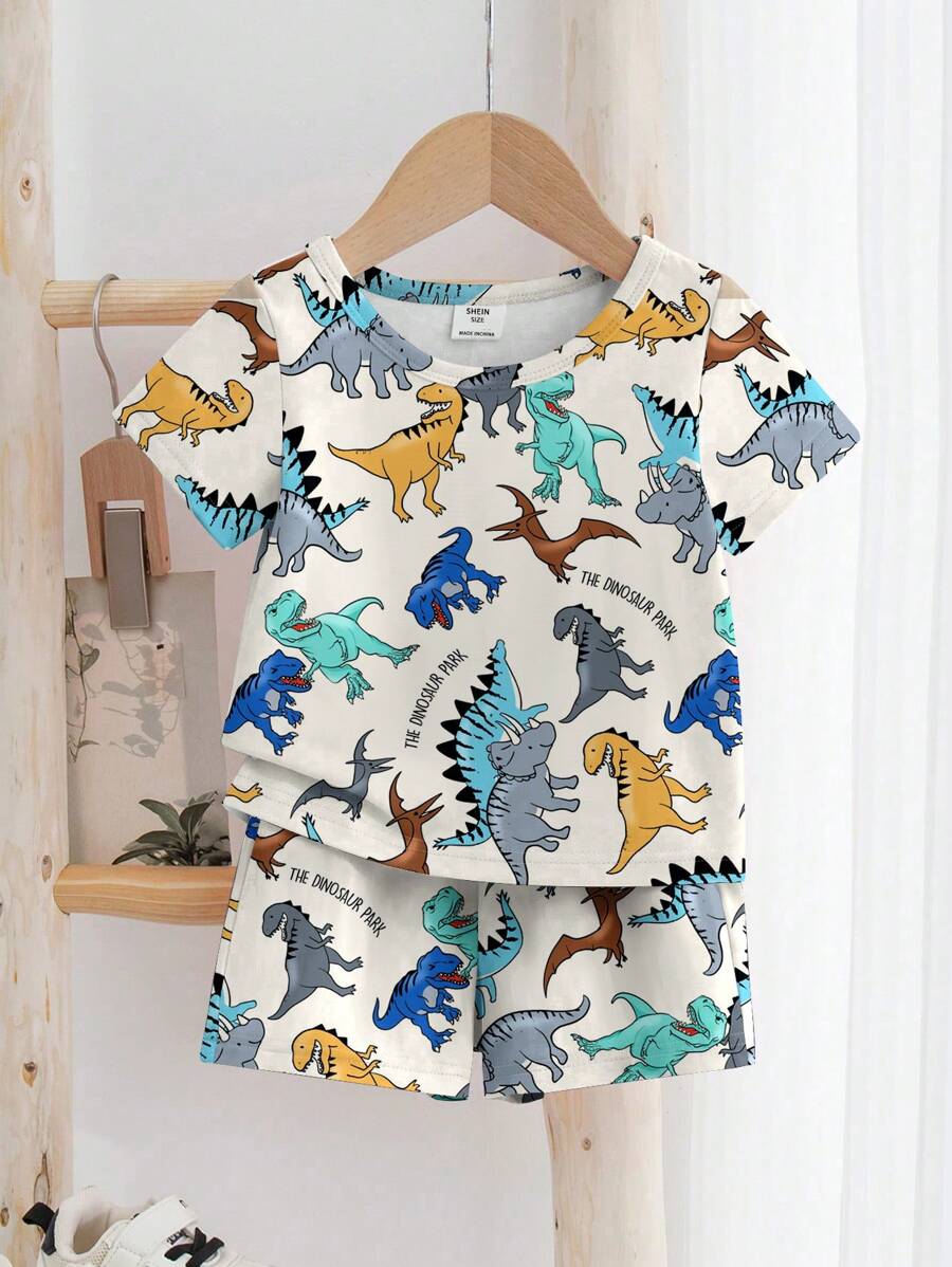 2pcs/Set Cartoon Pattern Loose Casual Pajama Set For Boys - Multicolor - View 1