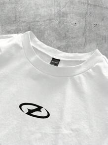 AXEPEAK 男士针织时尚休闲日常宽松短袖拼布T恤，夏季，街头潮流 - 白色 - 查看 3