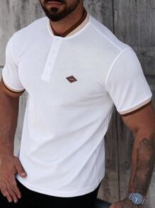 Manfinity CasualCool Camisa polo de manga corta casual y de uso diario con decoración de remaches para hombre