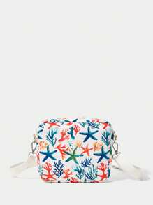 SHECARRY 轻便休闲简约海星印花单肩包，适合少女、大学生，非常适合大学、户外、旅行、野餐、暑假