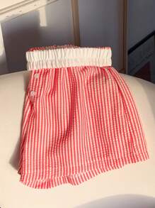 Comfortcana Women's Elastic Waist Striped Loose Casual Versatile Shorts - Red - View 6