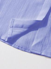 少女两件套：长袖衬衫和吊带长裤，夏季时尚 - 淡紫色 - 查看 6