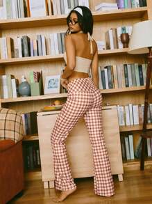 Miss Vinta Bộ đồ ngủ không tay họa tiết ngôi sao kẻ caro cổ điển kèm vòng cổ dành cho nữ dịp Giáng sinh - Cà phê nâu - Xem 2
