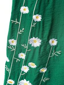Linhara Vestido casual con botones abiertos y bordados talla grande - Verde - Ver 4