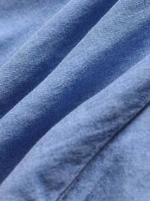 SHEIN 2pcs Baby Girl Denim Ruffle Hem Top & Skirt Set - Light Wash - View 9