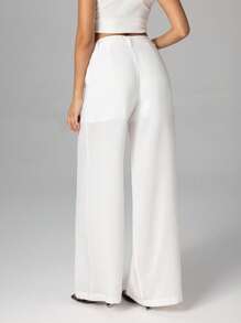 Firerie Damen elegante pendler- und Lässig-Hose mit hoher Taille und weitem Bein, weiß - Weiss - Übersicht 2