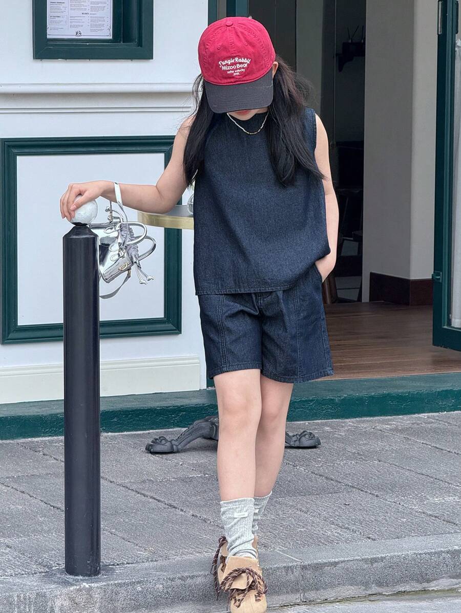 DAZY Tween Girls Denim Two Pieces Outfits - Dark Wash - View 1