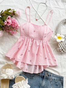 Soleia 女士度假夏季毕业季返校复活节派对午餐可爱休闲吊带背心，宽松肩带露背花卉印花背心，沙滩装 - 彩色 - 查看 5