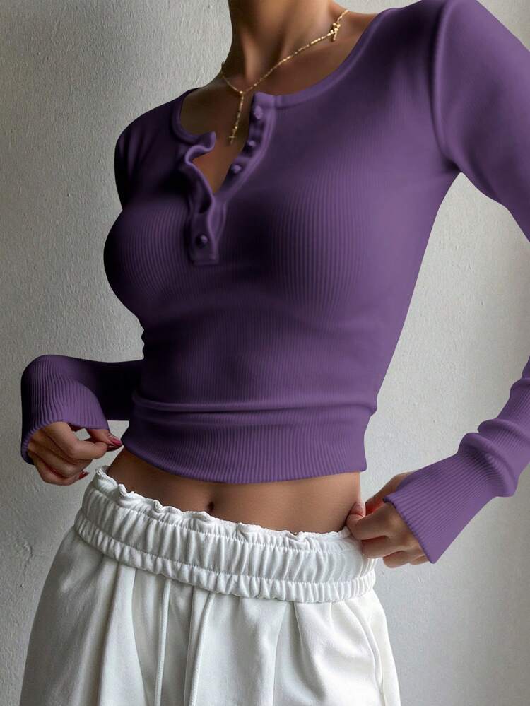 1pc Women's Solid Color Button Front Long Sleeve Casual Blouse,Fall Clothes,Back To School Clothes