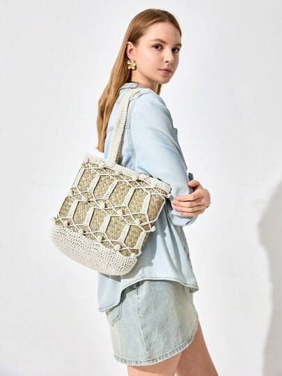 SHECARRY 女士编织手提包，休闲时尚，适合日常使用