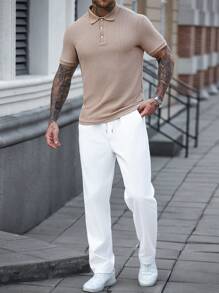 Manfinity Homme Bộ 2 món áo polo dệt kim Waffle mùa hè Manfinity dành cho nam, phù hợp mặc thường ngày, mặc ở nhà và đi làm. Trang phục lý tưởng làm quà tặng cho chồng và bạn trai. Bộ polo đa năng và phổ biến nhất trên INS. Bộ áo polo tay ngắn thường ngày và quần dài trắng có túi dành cho nam, mùa hè. - Nhiều màu - Xem 5