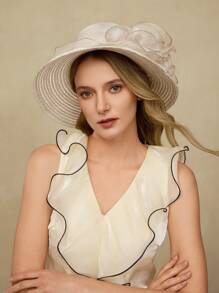 MOTF PREMIUM ORGANZA SUN-PROTECTIVE FASHIONABLE HAT - Khaki - View 7