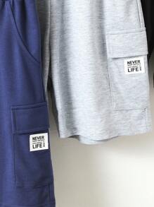 Quần short vá chữ túi nắp thường ngày mùa hè cho bé trai tuổi mới lớn - Nhiều màu - Xem 4