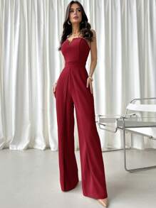 Firerie 女士优雅浪漫时尚通勤性感优雅风格连衣裙，适合派对、度假、返校、浪漫约会和婚礼生日，修身女式连体裤 - 酒紅色 - 查看 5