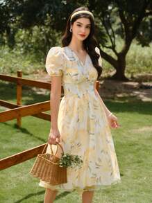 Vintamour Women's Vintage Elegant Floral Dress Spring/Summer Summer Outfits For Women Summer Dresses For Women Prom Dress Graduation Dress Summer Clothes Dresses For Women Summer Wedding Guest Dress Women Sun Dresses For Women Vacation Outfits Women Vacation Outfits Woman Graduation Dresses For Women Dresses For Women Elegant Formal Dresses For Women Easter Dress Women Elegance Yellow Dress Elegant Dresses For Women Birthday Dresses Mother's Day Dress