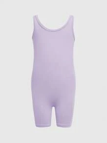 SHEIN Young Girl' Black Sports Jumpsuit Tight Yoga Shorts, Elastic & Comfortable Base Layer