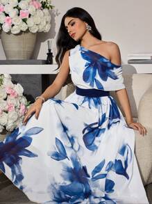 Modelyn French Style Floral Print Sleeveless Elegant Elegant Dress With Stylish Design, For Women, Spring/Summer