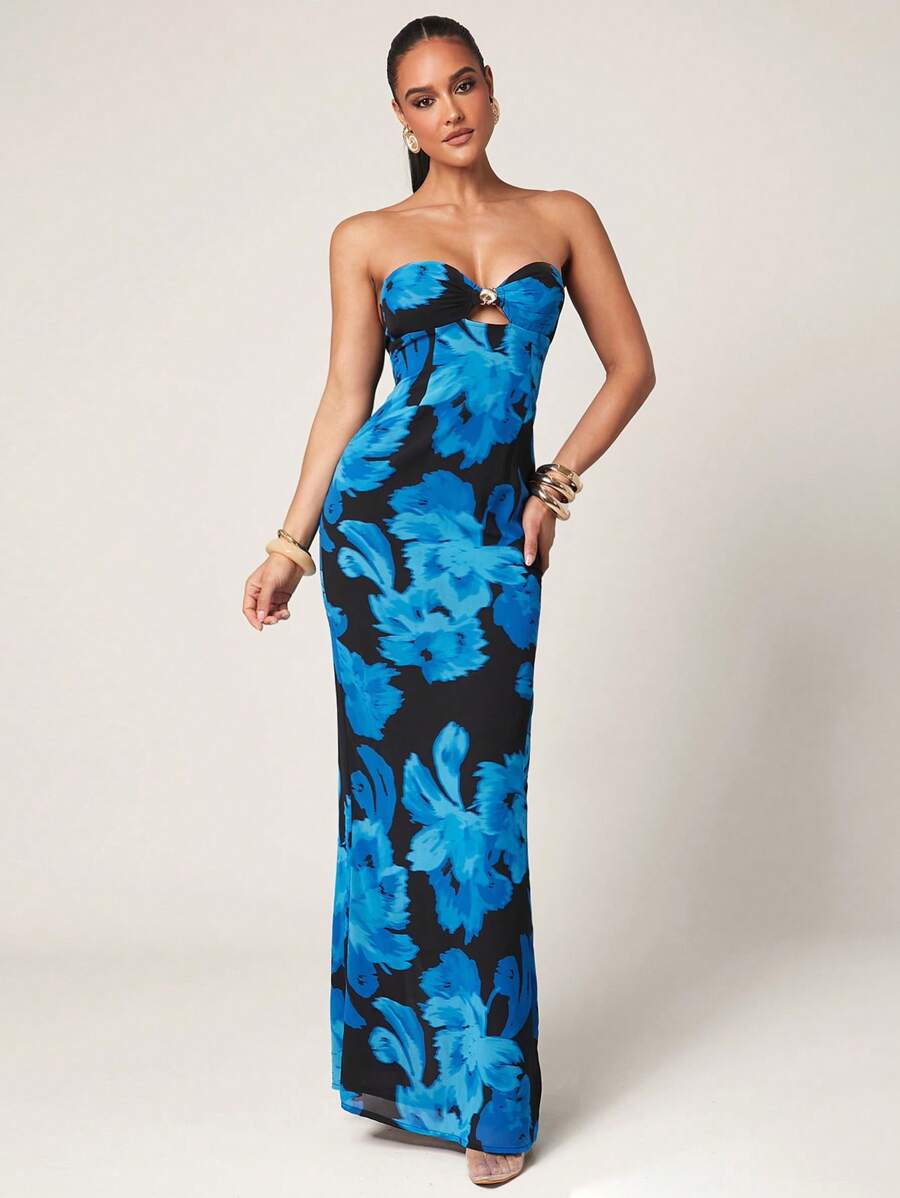 Silquee Women's Floral Print Backless Bodycon Strapless Dress, Summer, Summer Outfits For Women, Summer Clothes, Beach Outfits For Women, Classy Outfits For Women, Summer Dresses For Women, Beach Cover Up Women, Graduation Outfit, Graduation Dress, Flowy Dress, Sun Dresses For Women/ Elegant Dresses For Women, Cruise Outfits Women, Ibiza Outfits, Rave Outfits Festival/ Rave, Festival Summer Festival Beach Vacation