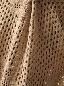 Bóhologie Vestido de punto tipo cover up para el verano con escote en V profundo, calado, ganchillo, bordado tono sobre tono y ajuste ceñido, con estilo bohemio de vacaciones
