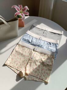 Comfortcana Multicolor Women Button Decor Shorts, Fashionable Suitable For Summer,Comfy Shorts - Multicolor - View 7