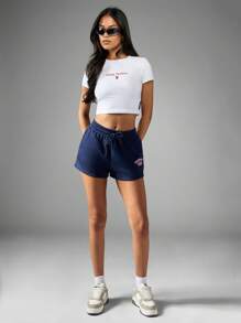 Missguided x Playboy Áo thun crop top tay ngắn in họa tiết logo cho bé Áo thun thể thao mùa hè cơ bản mặc dạo phố tập luyện thể dục thiết yếu - trắng - Xem 4