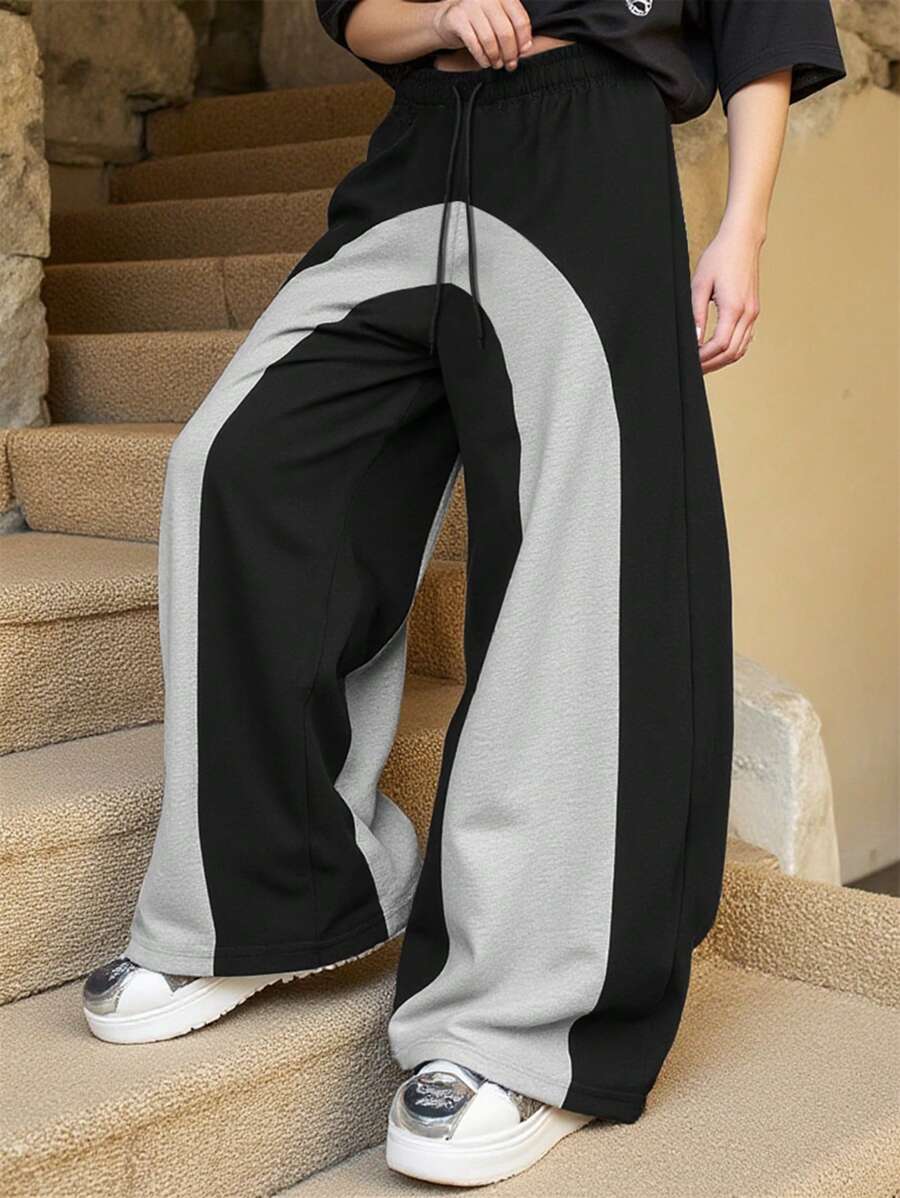 Manfinity EMRG Men's Casual Loose Contrast Color Patchwork Drawstring Waist Sweatpants