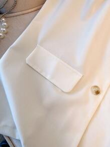 SHEIN LUNE Damen schicke Blazerjacke mit Kurzen Ärmeln, lose sitzende leichte Strickjacke, geeignet für Dates, Ausflüge, Urlaub, Pendeln, Geschäft, Hochzeiten, Karneval, Ostern, Musik-Festivals