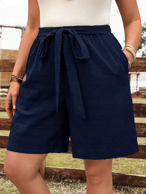 EMERY ROSE Short Bermuda ample à taille élastique avec poches pour femmes grandes tailles, style bohème